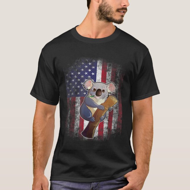 T-shirt Drapeau américain Patriotique Koala (Devant)