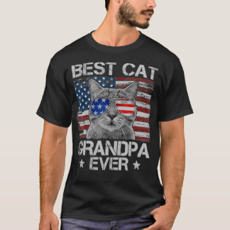 T-shirt Drapeau américain Patriotique Meilleur chat Grand-