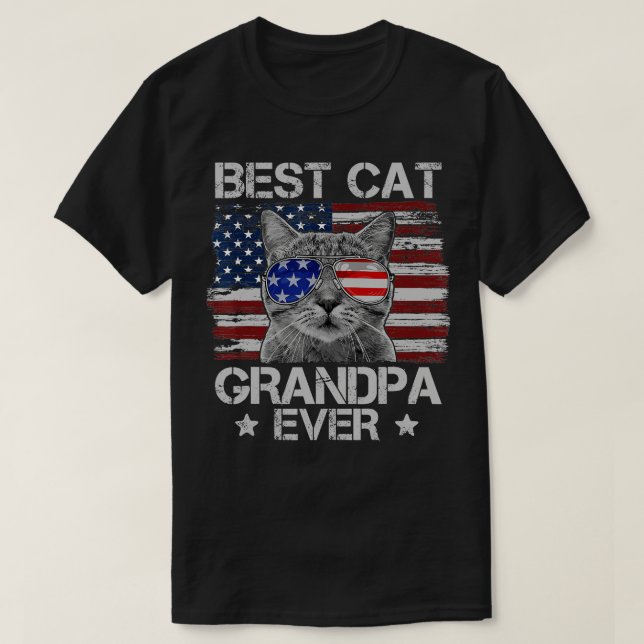 T-shirt Drapeau américain Patriotique Meilleur chat Grand- (Design devant)