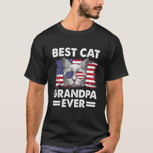 T-shirt Drapeau américain Patriotique Meilleur chat Grand-