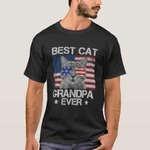 T-shirt Drapeau américain Patriotique Meilleur chat Grand-