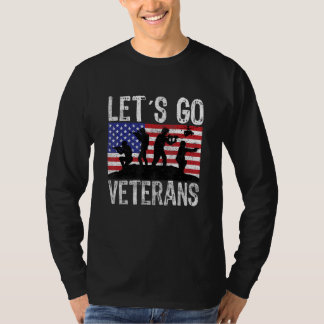 T-shirt Drapeau Américain Patriotique Militaire Allons-y V