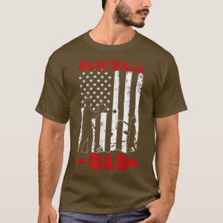 T-shirt Drapeau américain patriotique père de baseball Ama