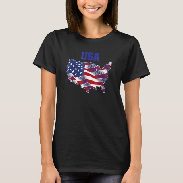 T-shirt Drapeau Américain Patriotique Pour Hommes Femmes E (Devant)