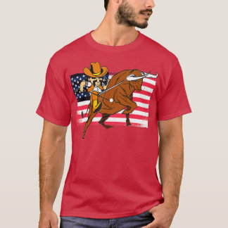 T-shirt Drapeau américain patriotique Rodeo Bull Rider