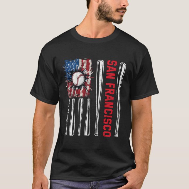 T-shirt Drapeau américain Patriotique San Francisco Softba (Devant)