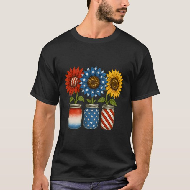 T-shirt Drapeau américain Patriotique Usa Jarres avec tour (Devant)