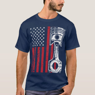 T-shirt Drapeau Américain Patriotique Voiture Musclée à Pi