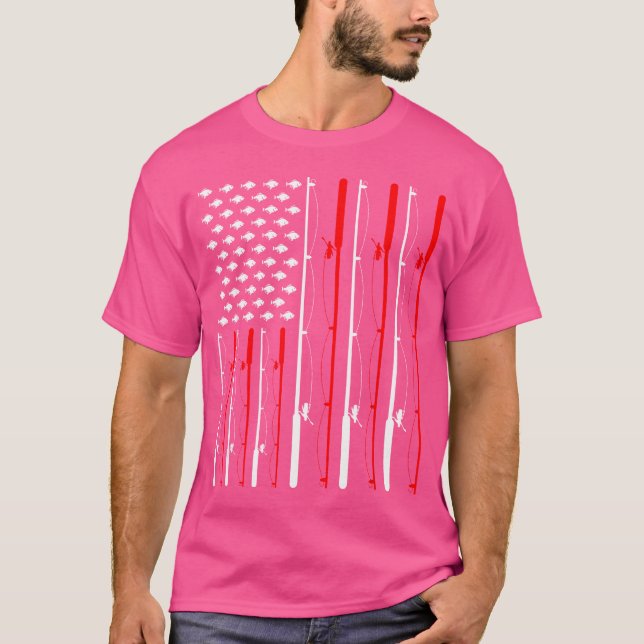 T-shirt Drapeau américain pêche bâton de pêche (Devant)