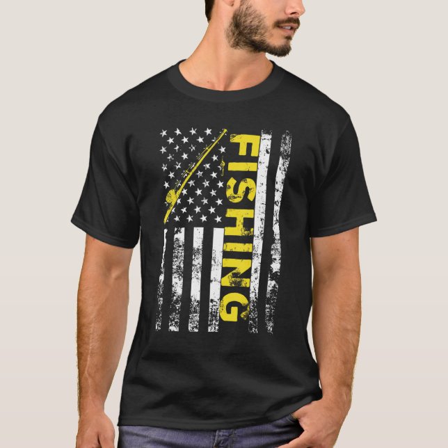 T-shirt Drapeau américain pêche bâton Usa Patriotique (Devant)