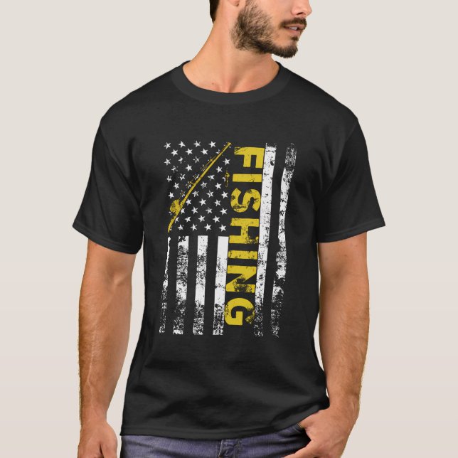T-shirt Drapeau américain pêche bâton Usa Patriotique (Devant)