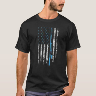 T-shirt Drapeau Américain Pêche  Canne à pêche vintage pou