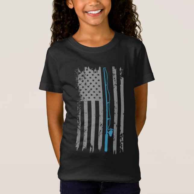 T-Shirt Drapeau américain Pêche Vintage (Devant)