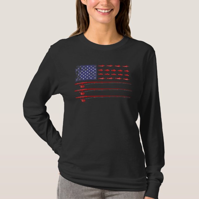 T-shirt Drapeau américain Pêche Vintage (Devant)