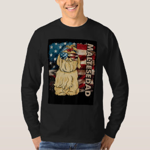 T-shirt Drapeau Américain Père Maltais Mignonne Patriotiqu