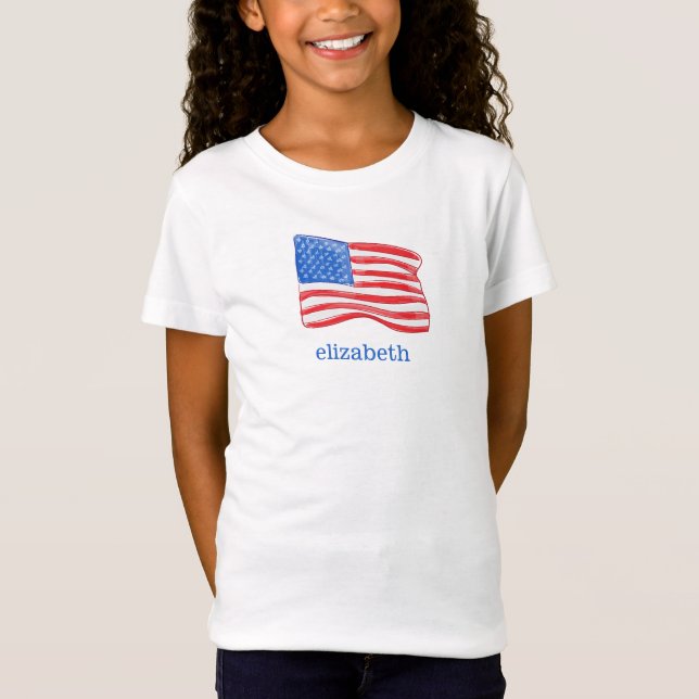 T-Shirt Drapeau américain Personnalisé fille (Devant)