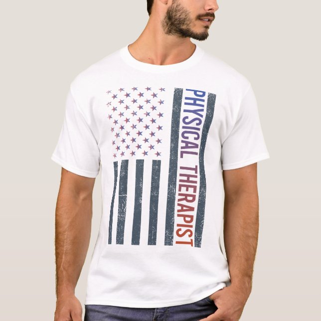 T-shirt Drapeau Américain - Physiothérapeute (Devant)