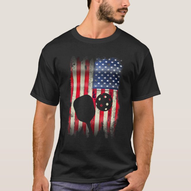 T-shirt Drapeau américain Pickleball Patriotique États-Uni (Devant)