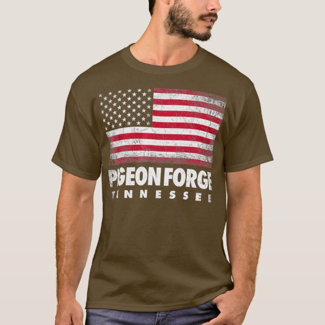 T-shirt Drapeau américain Pigeon Forge Tennessee 4 juillet (Devant)