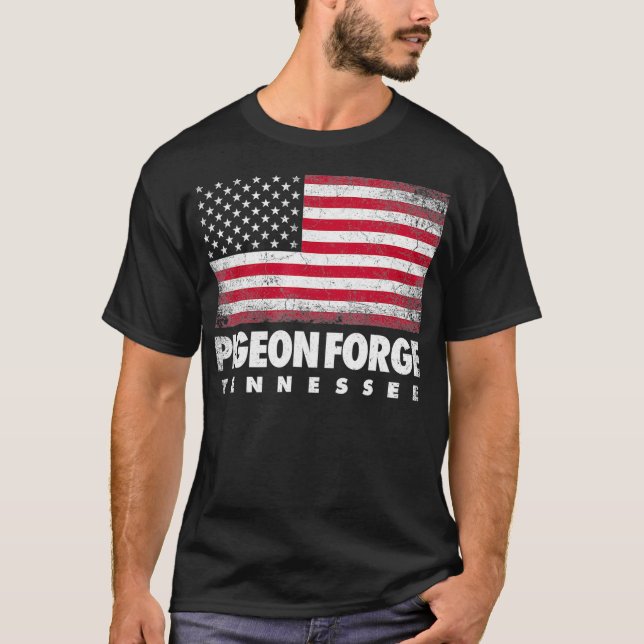 T-shirt Drapeau américain Pigeon Forge Tennessee 4 juillet (Devant)