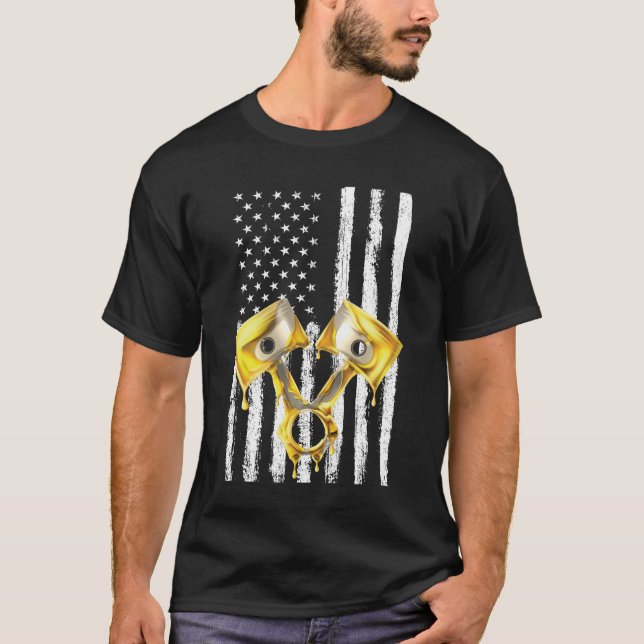 T-shirt Drapeau Américain Piston Muscle Car 10 (Devant)