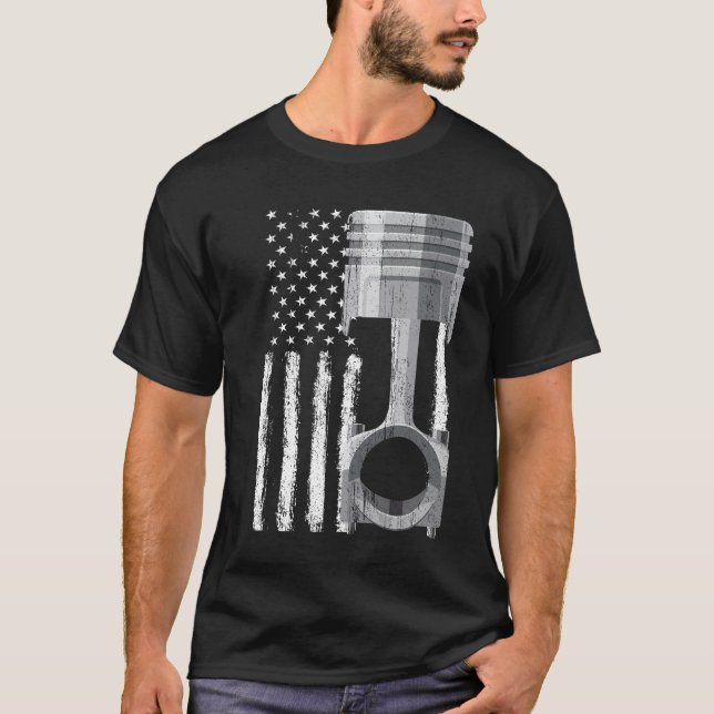 T-shirt Drapeau Américain Piston Muscle Car 2 (Devant)