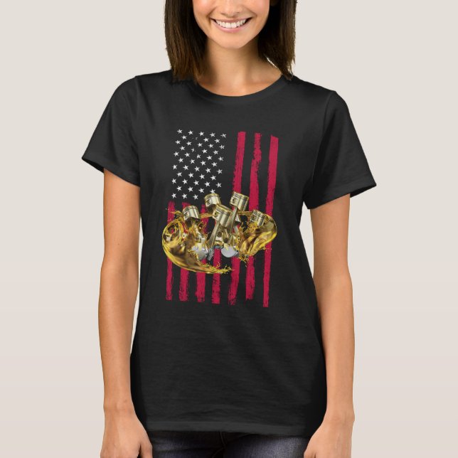T-shirt Drapeau Américain Piston Muscle Car 4 (Devant)