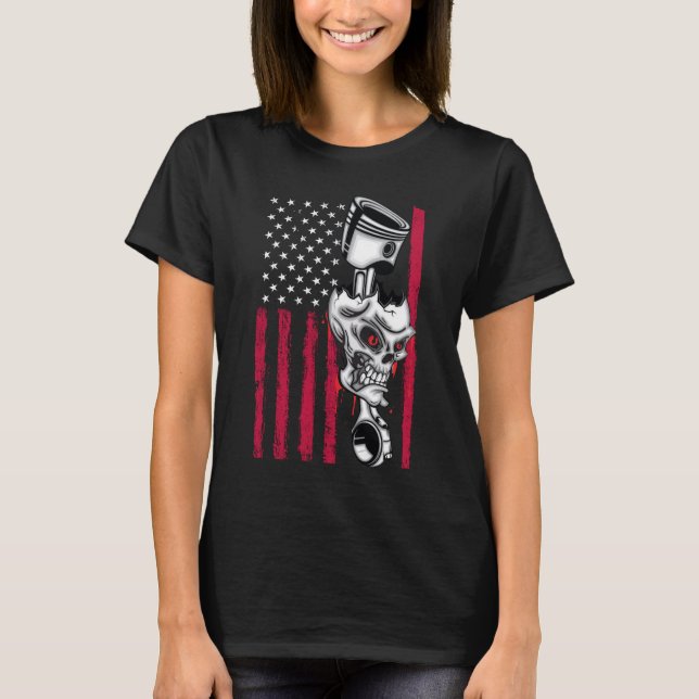 T-shirt Drapeau américain Piston Muscle Car 5 (Devant)