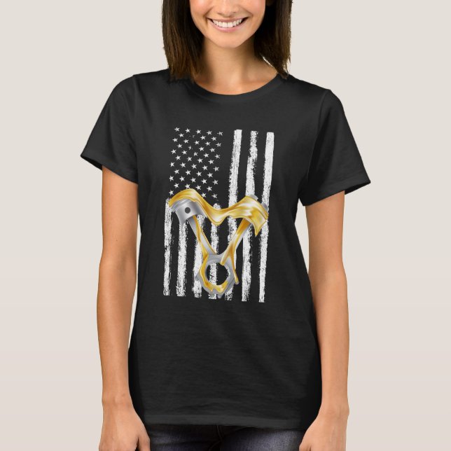 T-shirt Drapeau Américain Piston Muscle Car 8 (Devant)