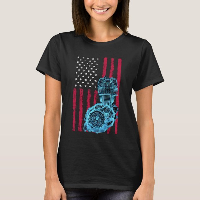T-shirt Drapeau Américain Piston Muscle Car 9 (Devant)