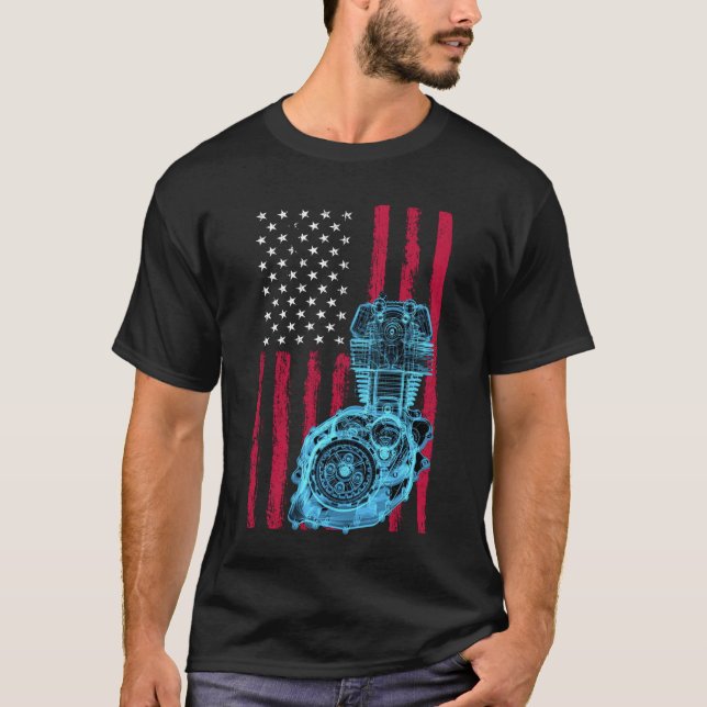 T-shirt Drapeau Américain Piston Muscle Car 9 (Devant)