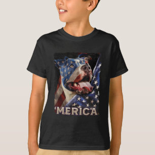 T-shirt Drapeau américain Pitbull Patriotic Chien 4 juille
