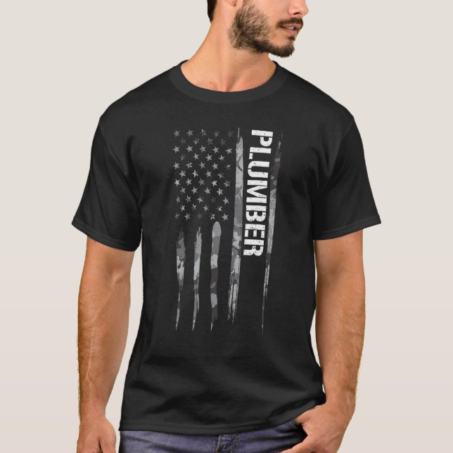 T-shirt Drapeau américain Plombier   Citations de drapeau  (Devant)