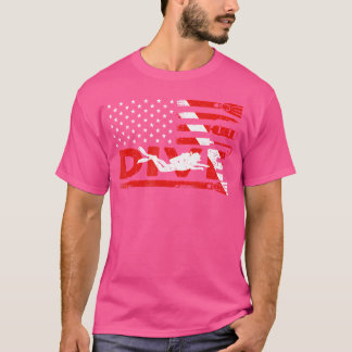 T-shirt Drapeau Américain Plongée Sous-Marine Pour Plongée