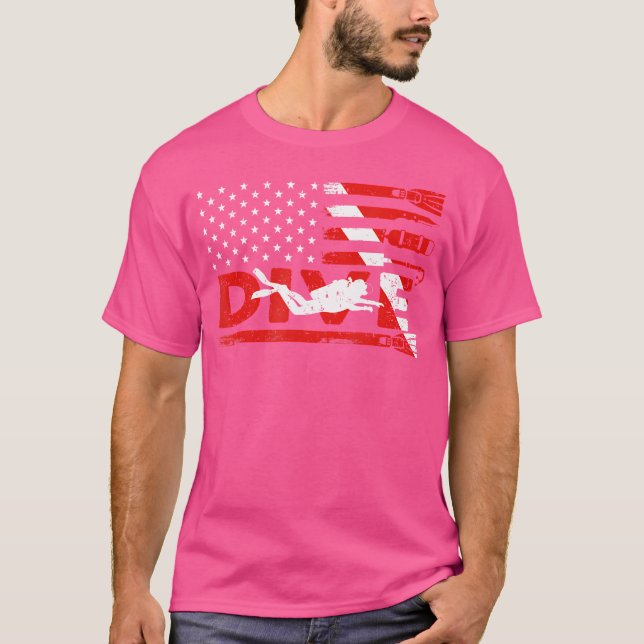 T-shirt Drapeau Américain Plongée Sous-Marine Pour Plongée (Devant)