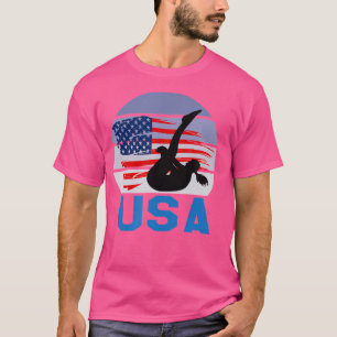 T-shirt Drapeau américain Plongée Sports Femme Ga de natat