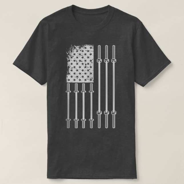 T-shirt Drapeau américain Poids Barbell Patriotic Love Fit (Design devant)