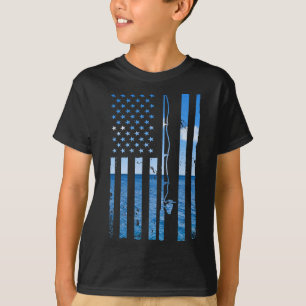 T-shirt Drapeau américain Poisson Pêcheur Pêcheur Drôle B