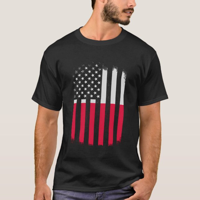 T-shirt Drapeau Américain Polonais Et Américain (Devant)