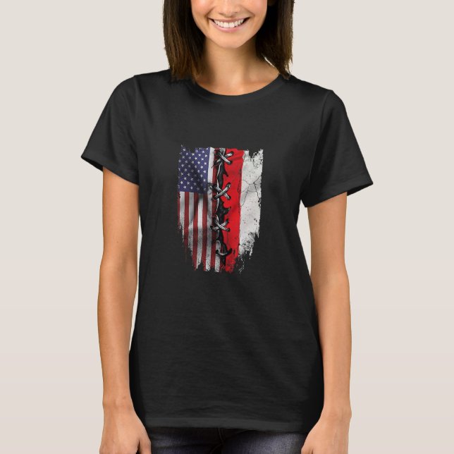 T-shirt Drapeau américain polonais pousses USA Pologne (Devant)