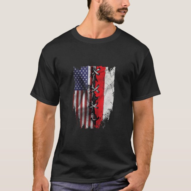 T-shirt Drapeau américain polonais pousses USA Pologne (Devant)