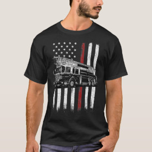 T-shirt Drapeau américain pompier Mince Red Line Fire Truc
