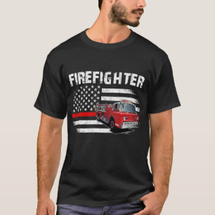 T-shirt Drapeau américain pompier Red Line US Firefighter 