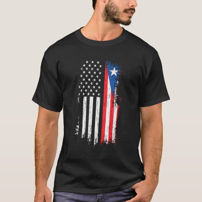 T-shirt Drapeau américain portoricain - Porto Rico Usa (Devant)