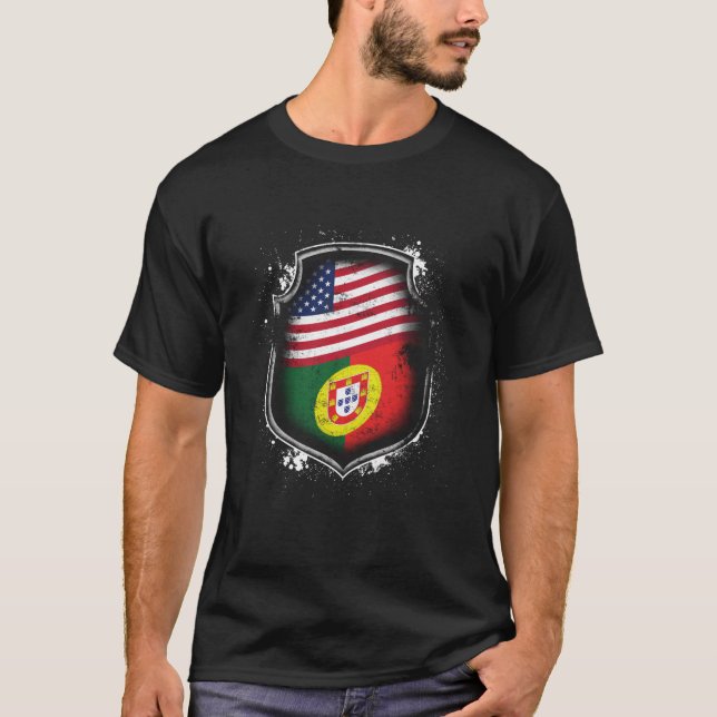 T-shirt Drapeau américain portugais (Devant)