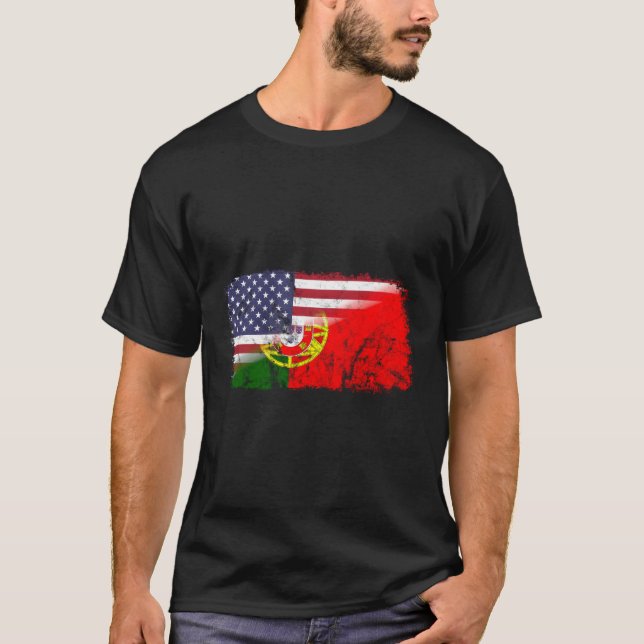 T-shirt Drapeau Américain Portugais Usa Luso Drapeau Améri (Devant)