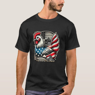 T-shirt Drapeau américain Poulets 4 juillet paysan patriot