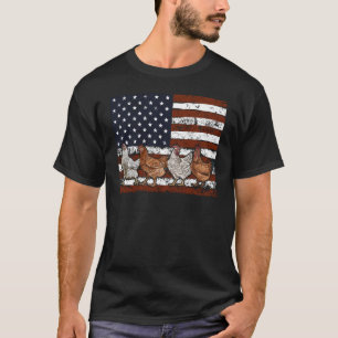 T-shirt Drapeau américain Poulets 4 juillet paysan patriot