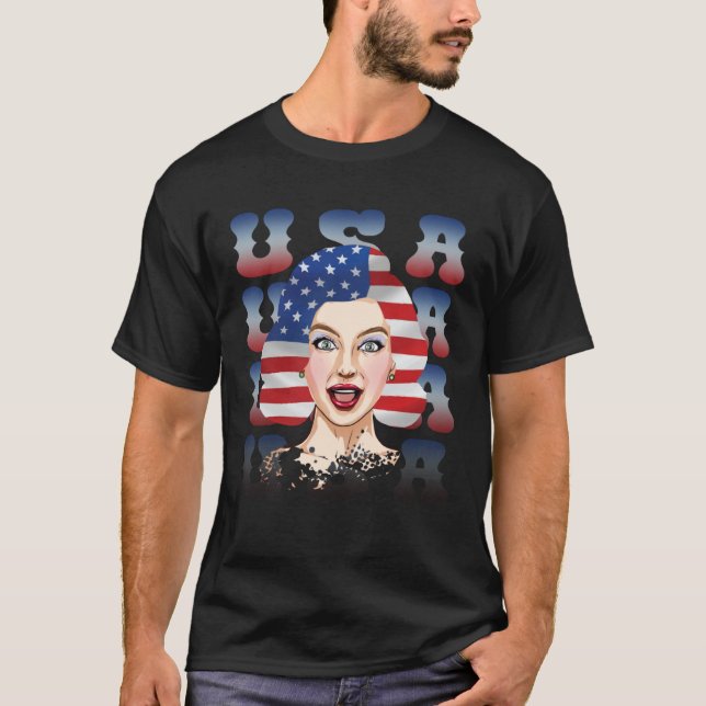 T-shirt Drapeau américain pour fières patriotes américains (Devant)