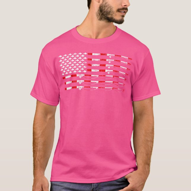 T-shirt Drapeau Américain Pour Pêcheur (Devant)